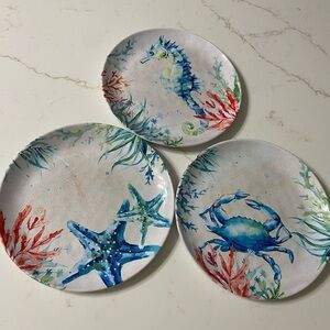 3PC. Lot SEA LIFE Melamine Dessert Plates